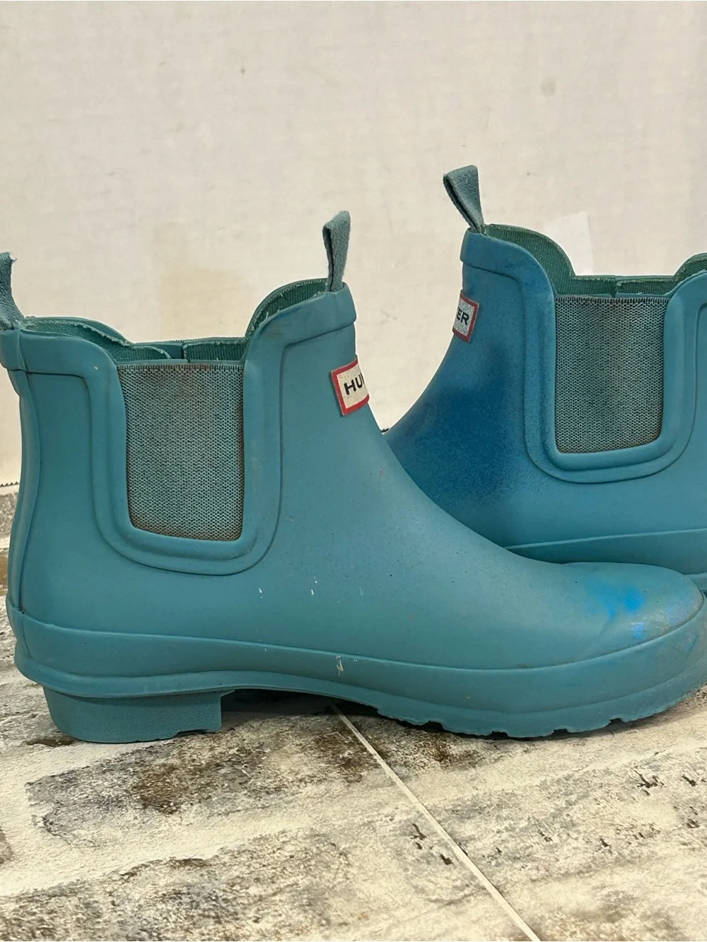 Hunter Kids Teal Short Chelsea Rain Boots